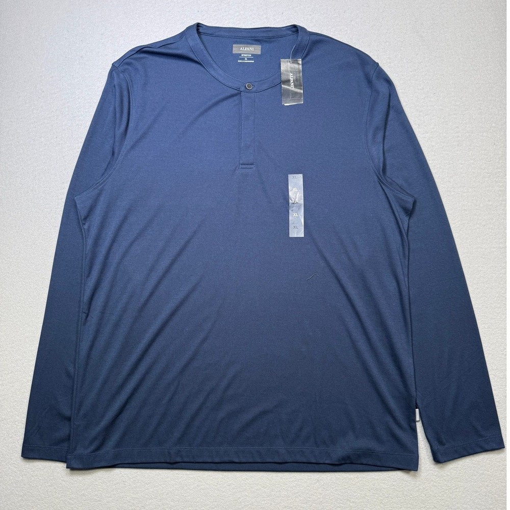 Alfani Men’s Alfatech Solid Henley, Neo Navy XL $45