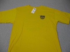 Vans Shirt Mens Medium Yellow Skull Web Surf Skateboard Back Logo New With Tags