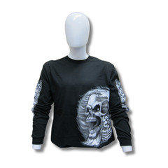 Hot Leathers Mens ‘Assassin’ Black Long Sleeves Double Sided Print T-Shirt