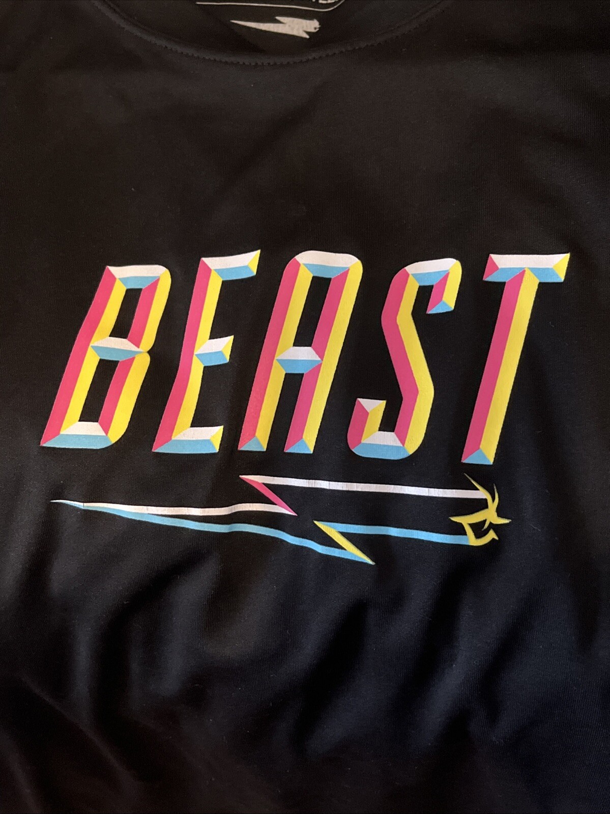 Mr BEAST T Shirt Athletic Poly SHORT Sleeve Crew Neck Size Medium Men Black EUC gallery