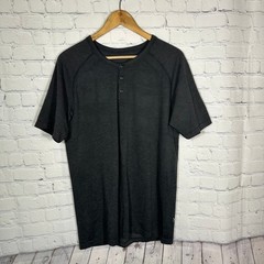 Lululemon Metal Vent Tech Henley Short Sleeve Shirt Grey Heather Mens Large