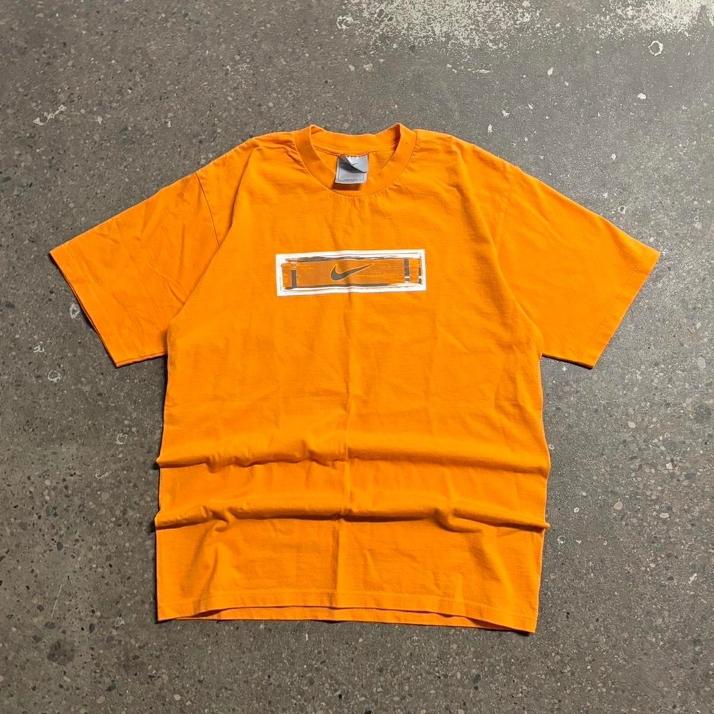 Y2K 2000s Nike Box Logo Orange Graphic T-Shirt