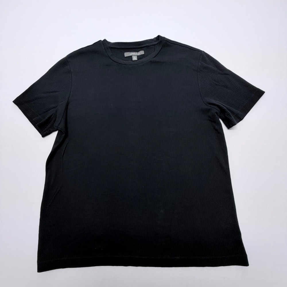 Croft & Barrow Mens Ribbed 100% Cotton Short Sleeve T-Shirt Black Large