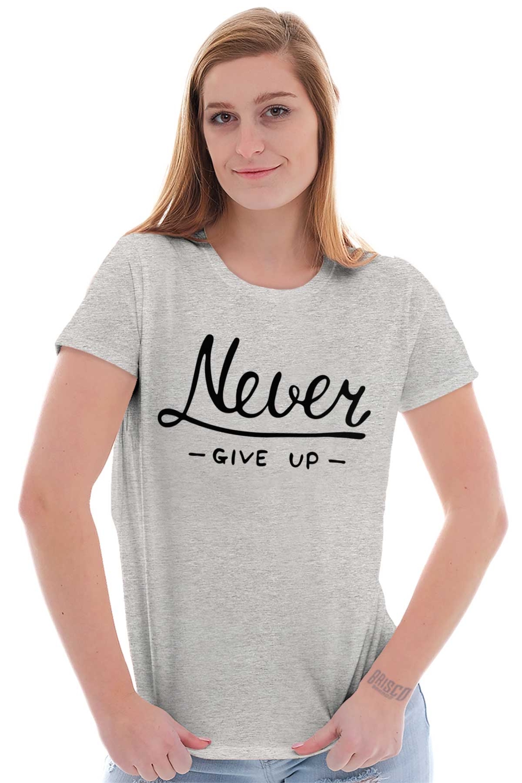 Never Give Up Fitness Gym Motivation Gift Graphic T Shirts for Women T-Shirts gallery
