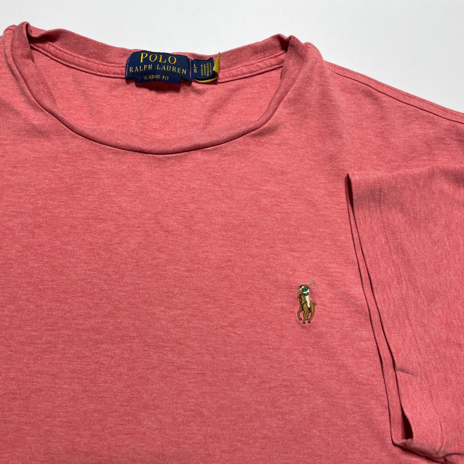 Polo Ralph Lauren Mens Classic Fit Crewneck T-Shirt Coral Pink Heather Large