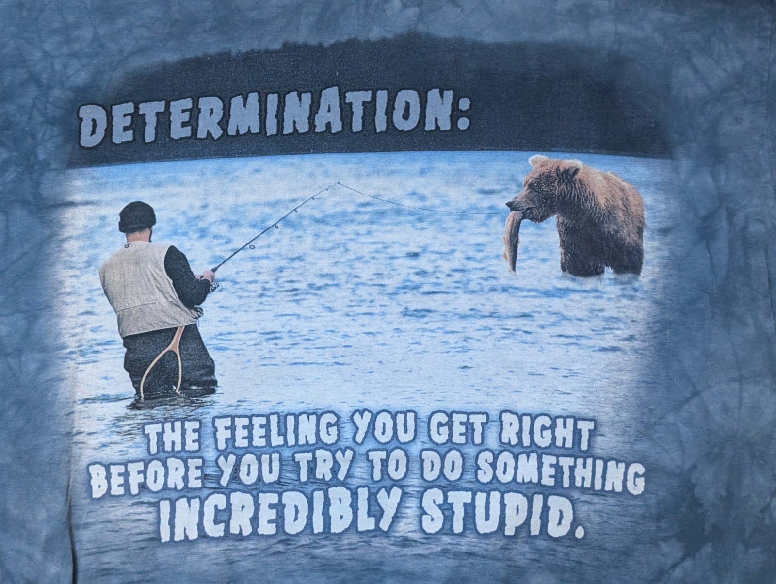 The Mountain Mens T-shirt Blue Mt. Life “Determination” Fishing XL #5918