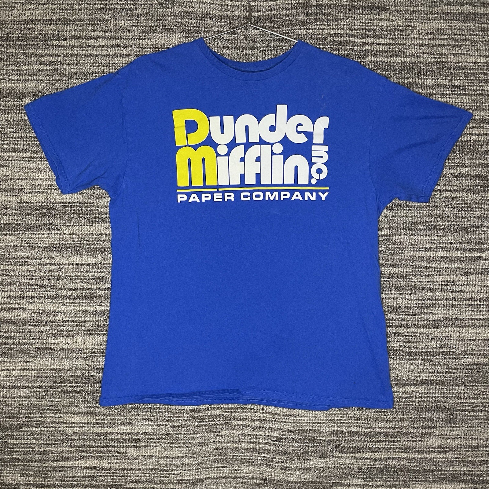 The Office Dunder Mifflin Shirt Adult Blue Michael Scott Funny Men’s Size L