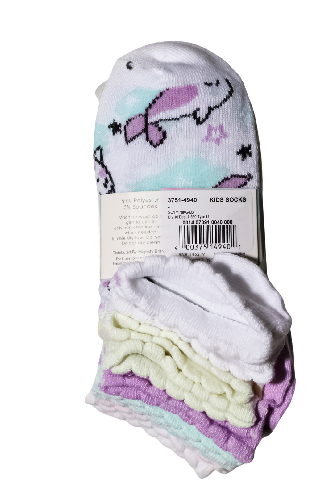 Sam & Olivia Girls No Show Socks 10 Pairs Multicolor Size 10-4 Youth