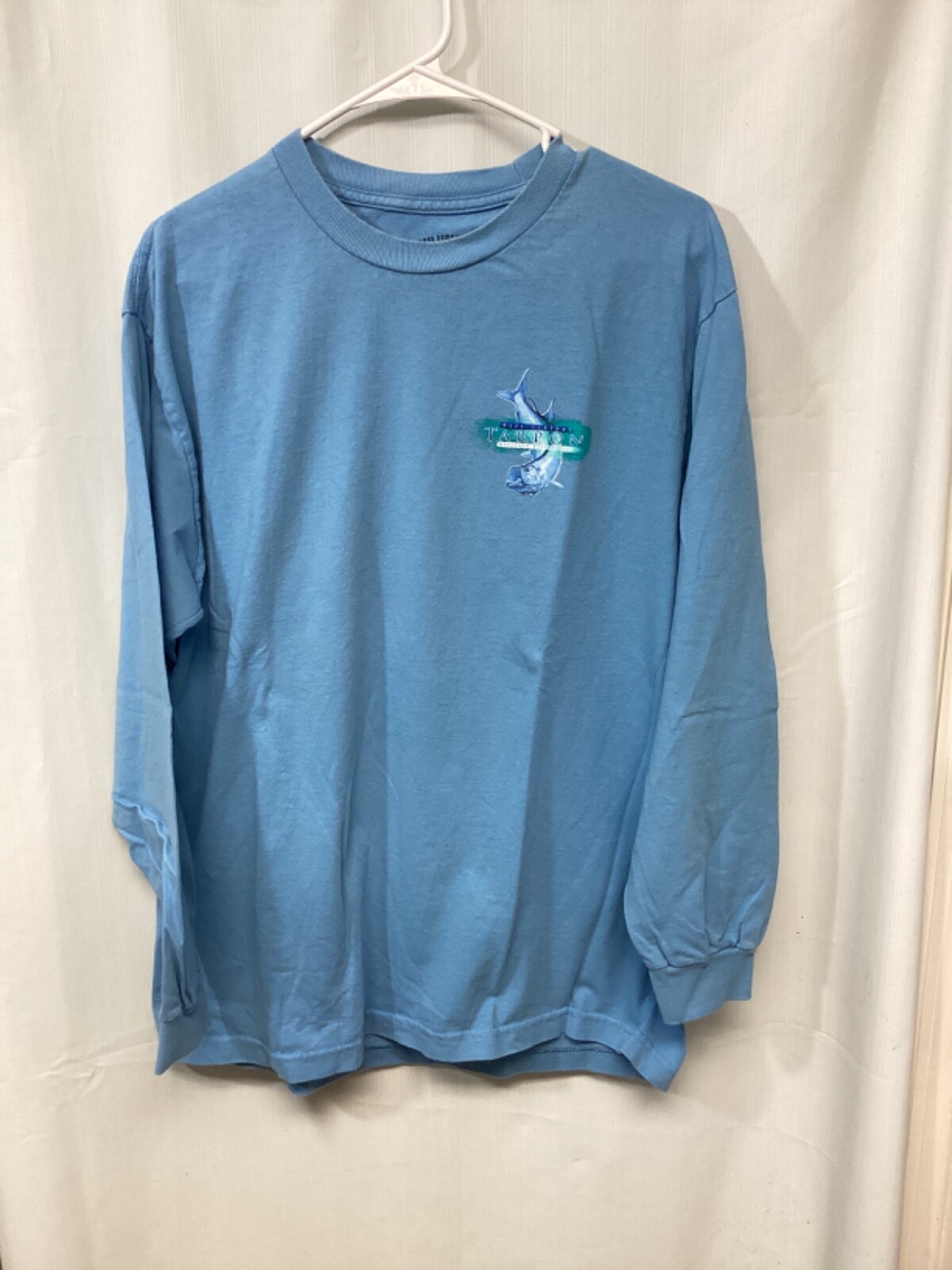 Reel Legends Tarpon Blue Large Long Sleeve Cotton T Shirt T10