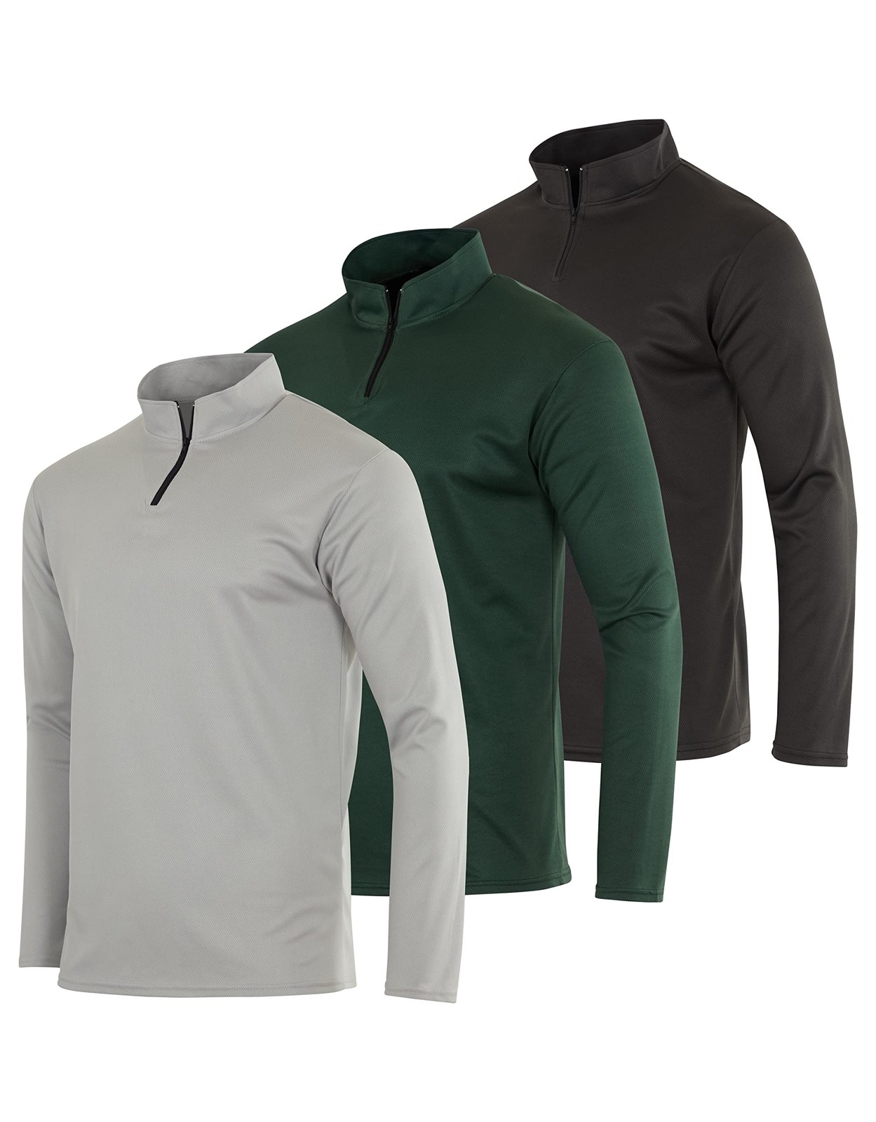 3 Pack:Men's Quarter 1/4 Zip Pullover Long Sleeve Athletic Mesh Quick Dry Dri... gallery