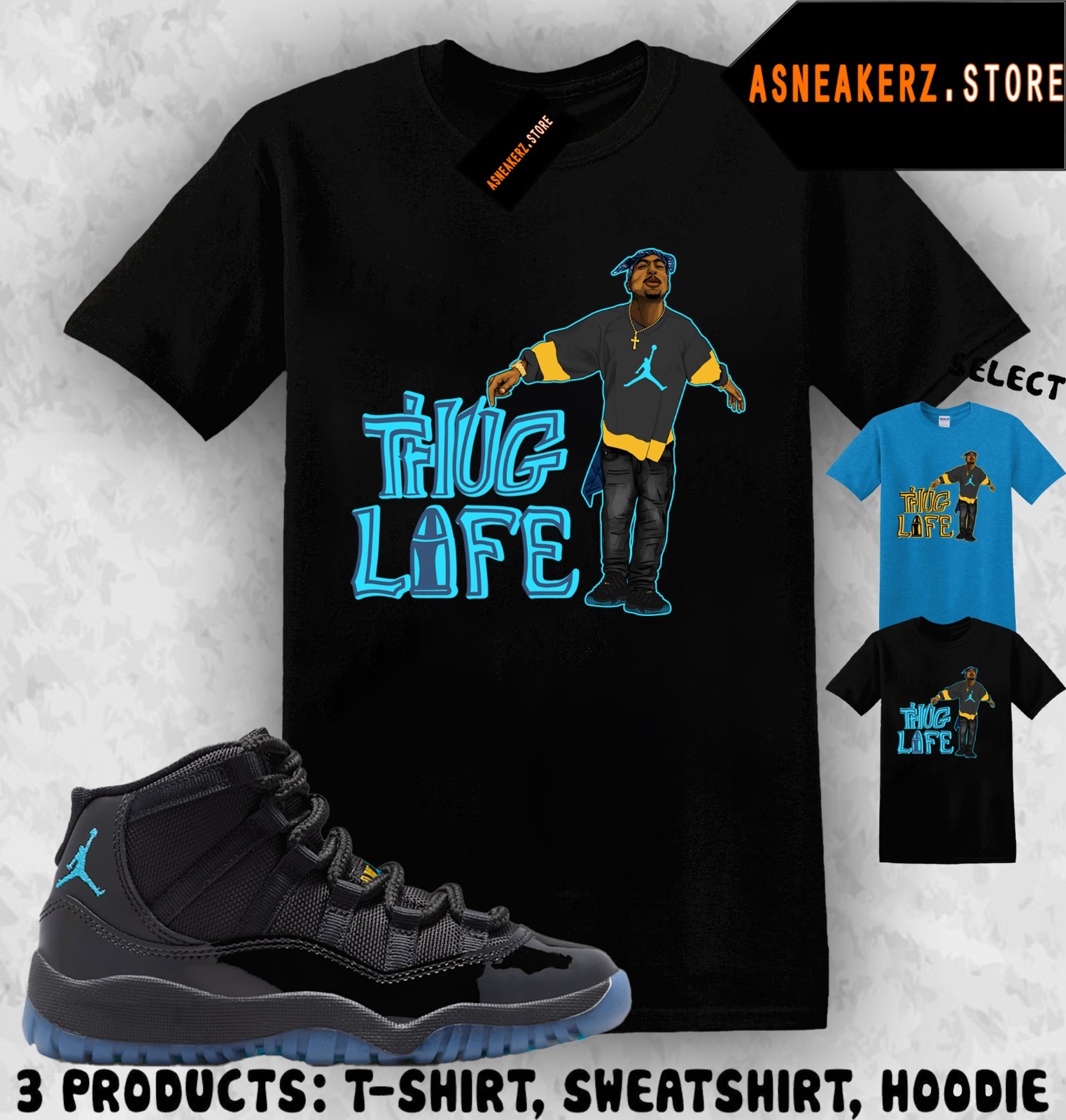 Tee Shirt Matching AJ 11 Gamma Blue 2025 Match Sneaker Sneakerhead Tupac T-Shirt