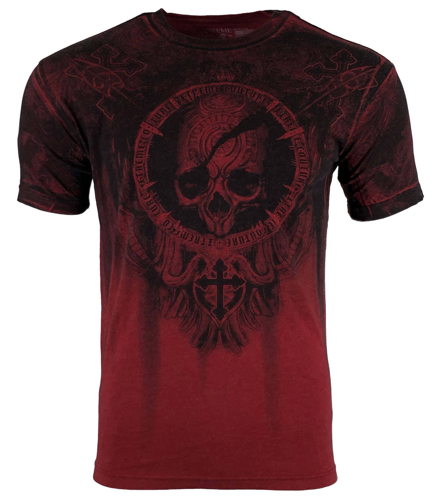 Xtreme Couture Affliction Men's T-Shirt SHADOW WALKER Red Biker Skull S-5XL gallery