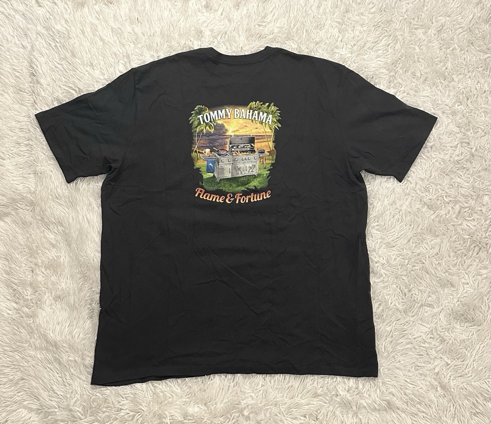 Tommy Bahama ‘Flame & Fortune’ Mens Grill Out Graphic Shirt Black – Size XXL