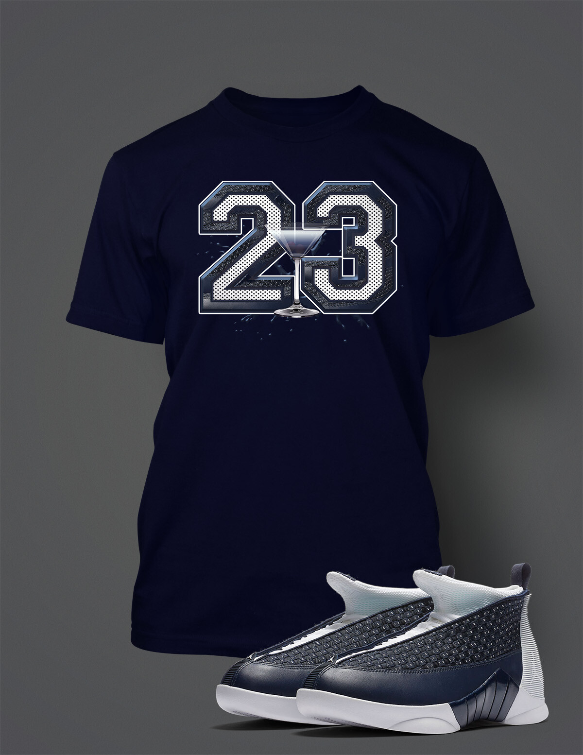 23 Graphic Sneaker Tee Shirt Complements J's 15 OBSIDIAN Shoe Big Tall Navy T gallery