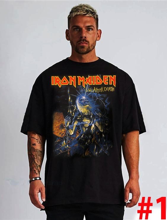 IRON MAIDEN LIVE AFTER DEATH HARD ROCK UNISEX BLACK T SHIRT 100% SILK SCREEN
