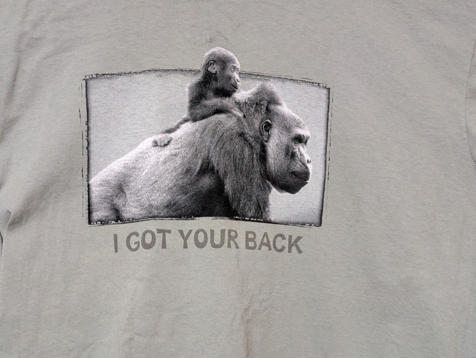 The Mountain Mens T-shirt Vintage “I Got Your Back” Flawed Leather Tag XL #6628