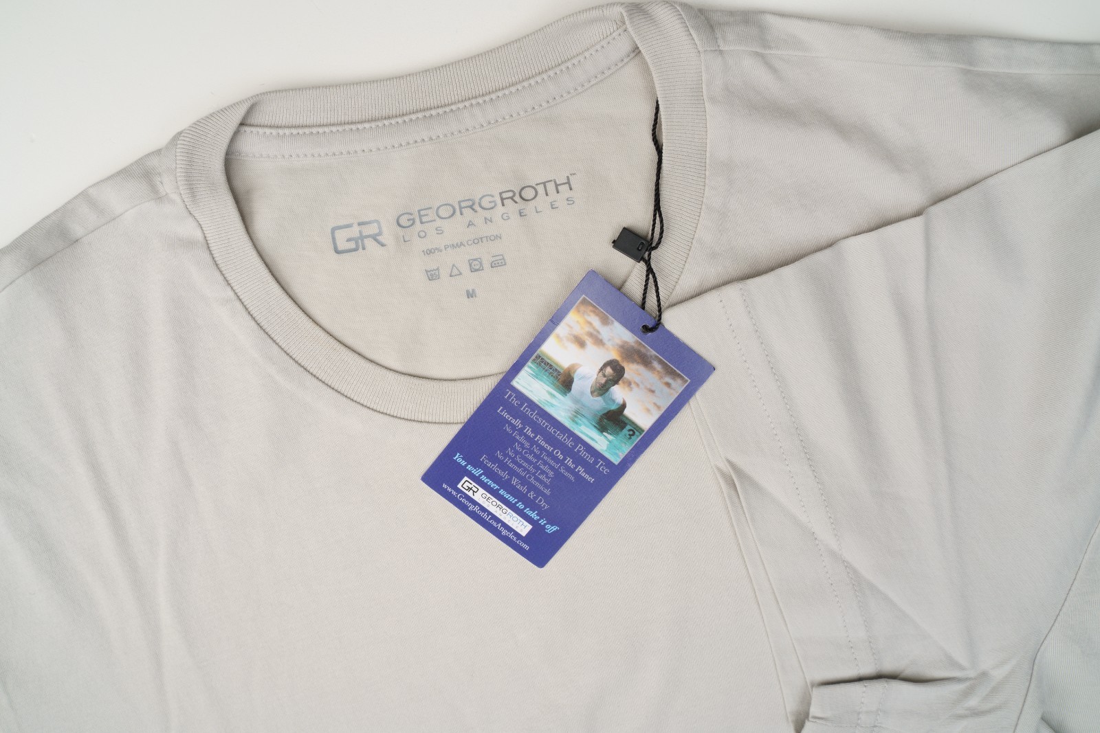 GEORGROTH GR Gray Plain T-Shirt Regular Fit Pima Stretch Lightweight Crewneck M gallery