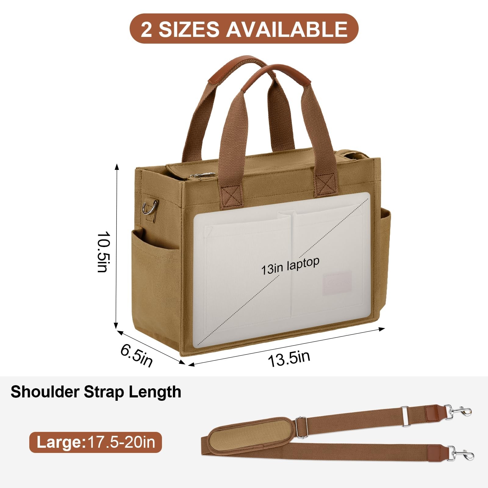 KKXIU Large Canvas Tote Bag for Women with Zipper and Compartments Crossbody ... gallery