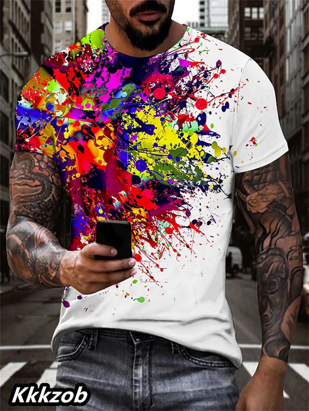 Mens Lion Print Short Sleeve Crew Neck T-Shirt Soft Breathable Casual Wear. gallery