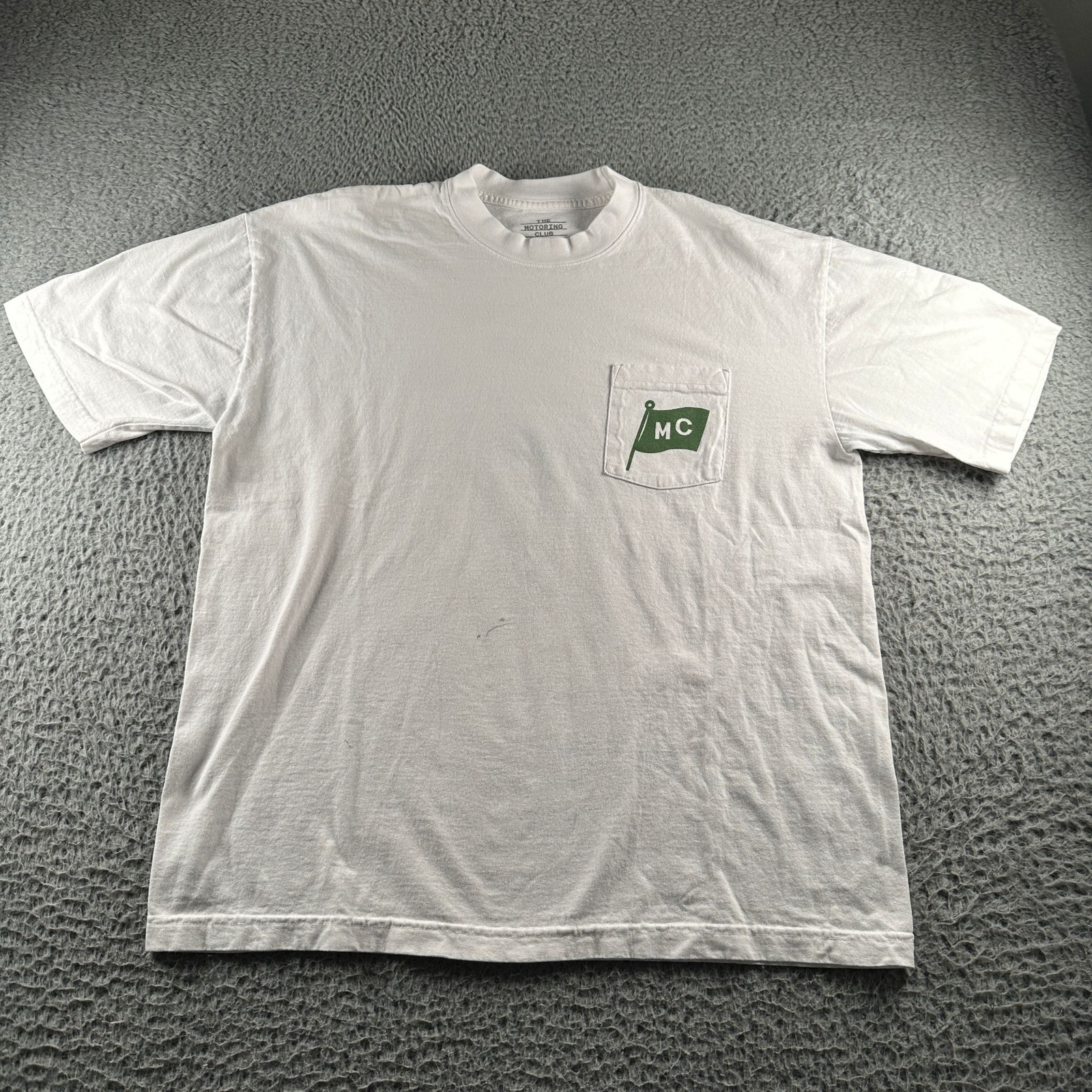 The Motoring Club Shirt Mens L Pocket VW Bus Graphic Back Print White Kindred gallery