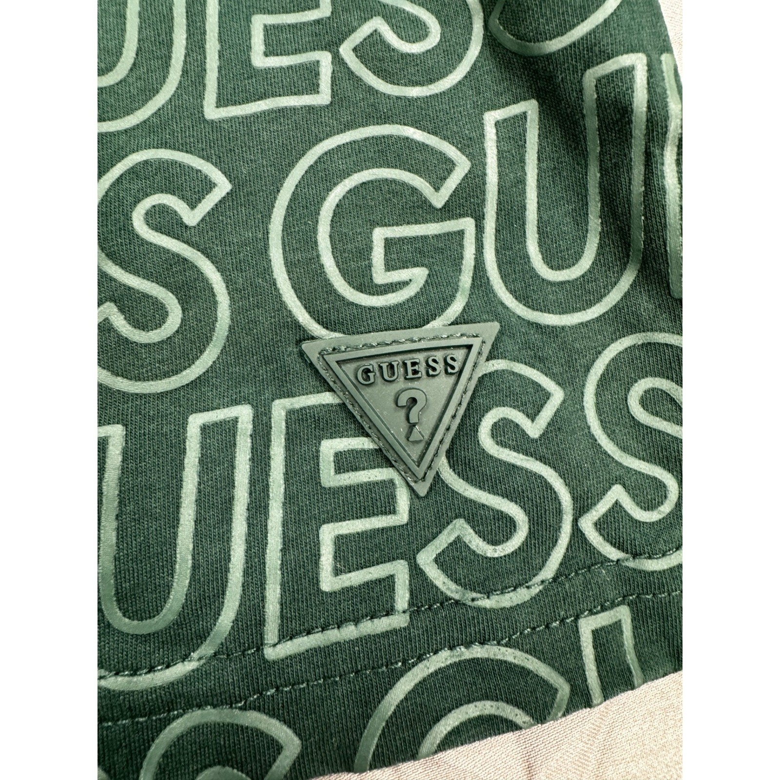 Guess Los Angeles Mens Logo Print T-Shirt Green White Short Sleeve Size L gallery