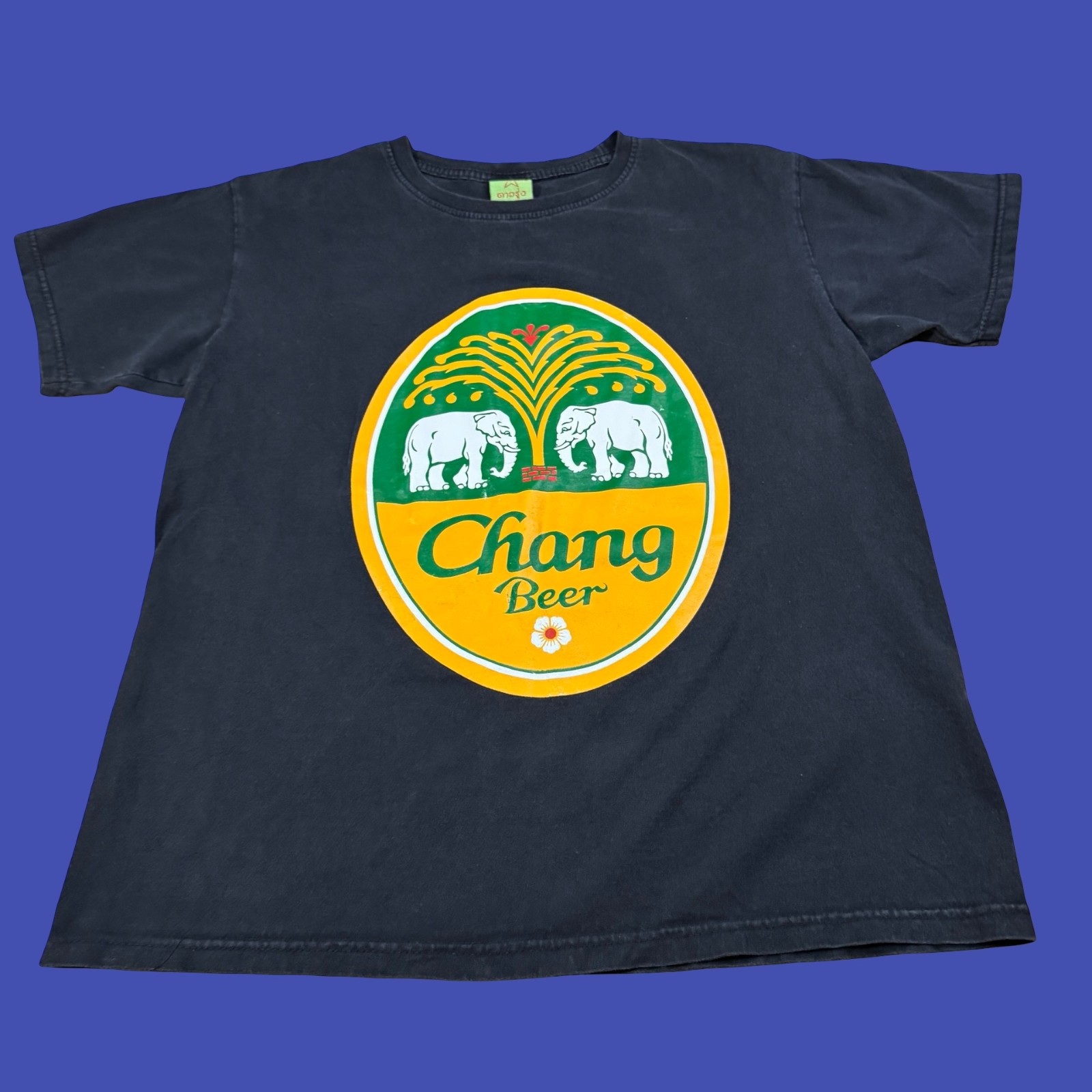 Chang Beer T Shirt L Black Yellow Elephant Tree Thailand Lager Logo Graphic gallery