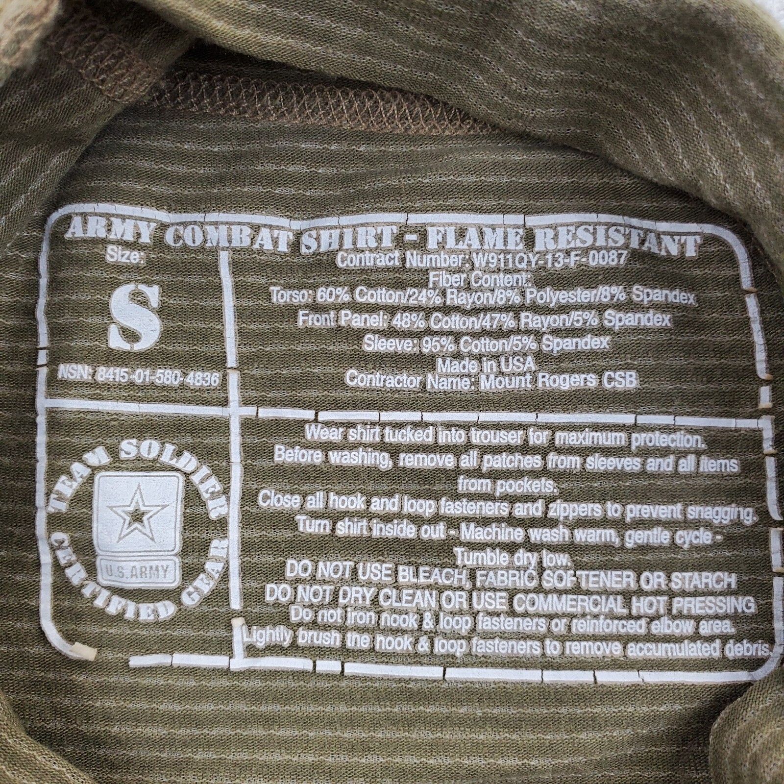 Army Military Combat Shirt Men Size Small Camo Flame Resistant gallery
