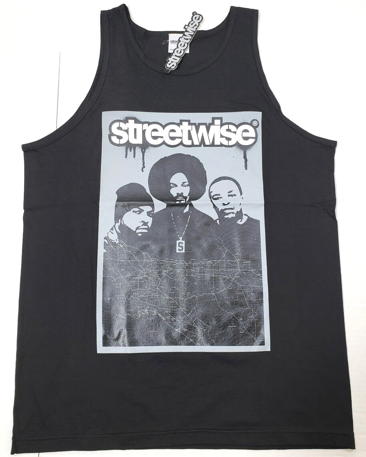 STREETWISE Tank Top T-shirt West Side Hip Hop Rap Vest Men's Black New gallery