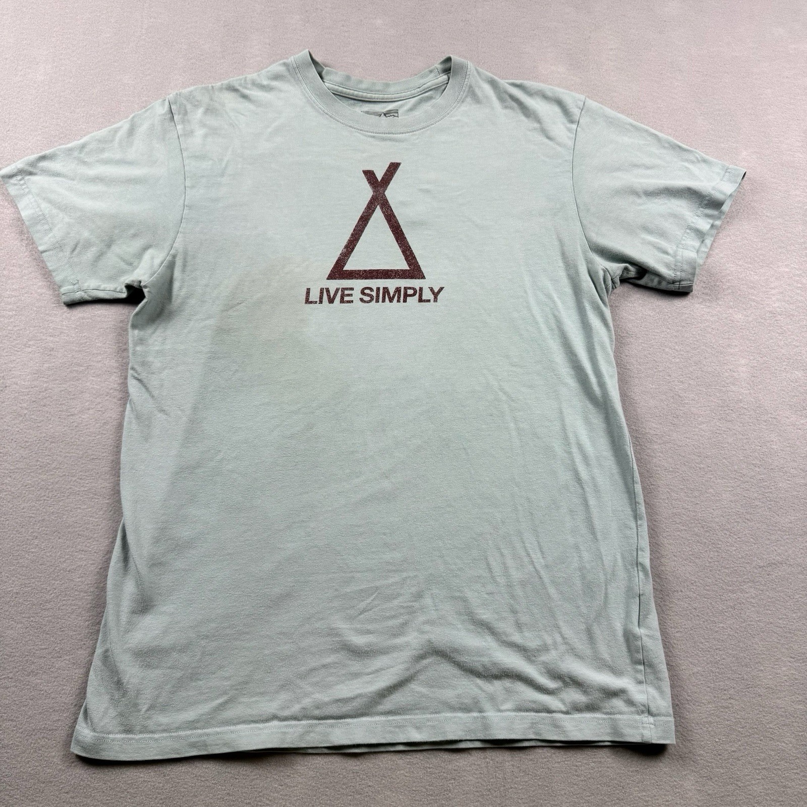 Patagonia Shirt Mens M Light Blue Live Simply Tent Logo Graphic Tee Camping