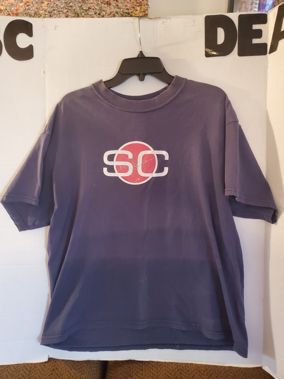 Vintage 90s ESPN Sportscenter TV Show Promo Shirt Size Extra Large XL Navy Blue gallery