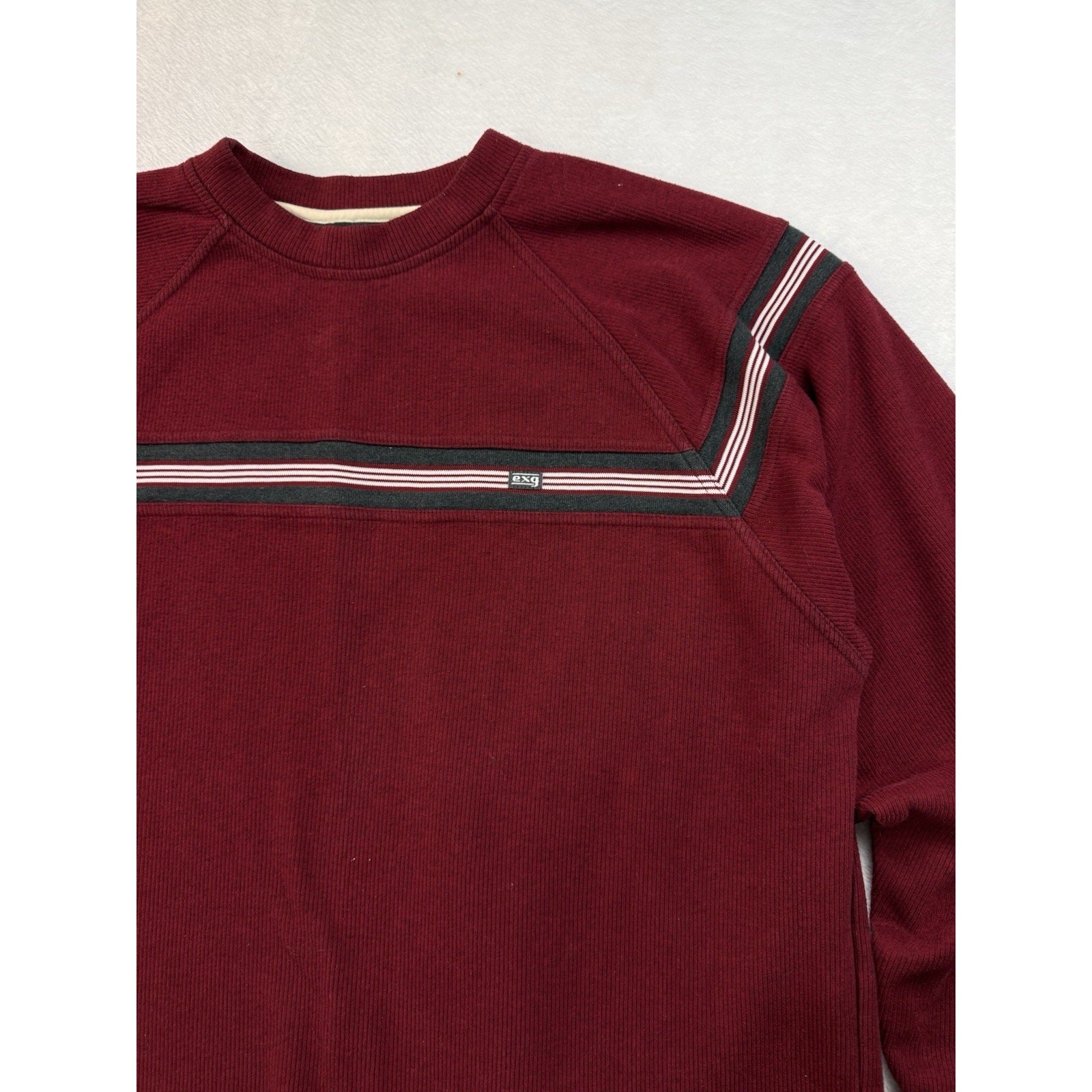 Vtg Xtreme Gear XG Y2K Long Sleeve Thermal Shirt Red Gray Stripe Mens Large gallery