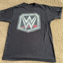 WWE Classic Logo Black Mens T-Shirt Large World Heavy weight belt Graphic tee