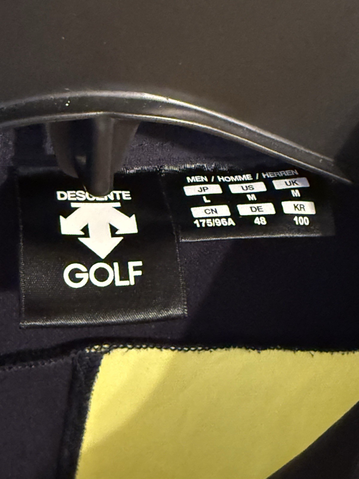 Descente Golf Polo Shirt Short Sleeve Thick Logo Print Navy Yellow L Men'S gallery