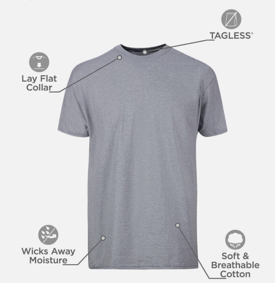 Hanes 6-pack Mens T-Shirt Moisture-Wicking Cotton Crewneck Tees Black, Gray XL gallery