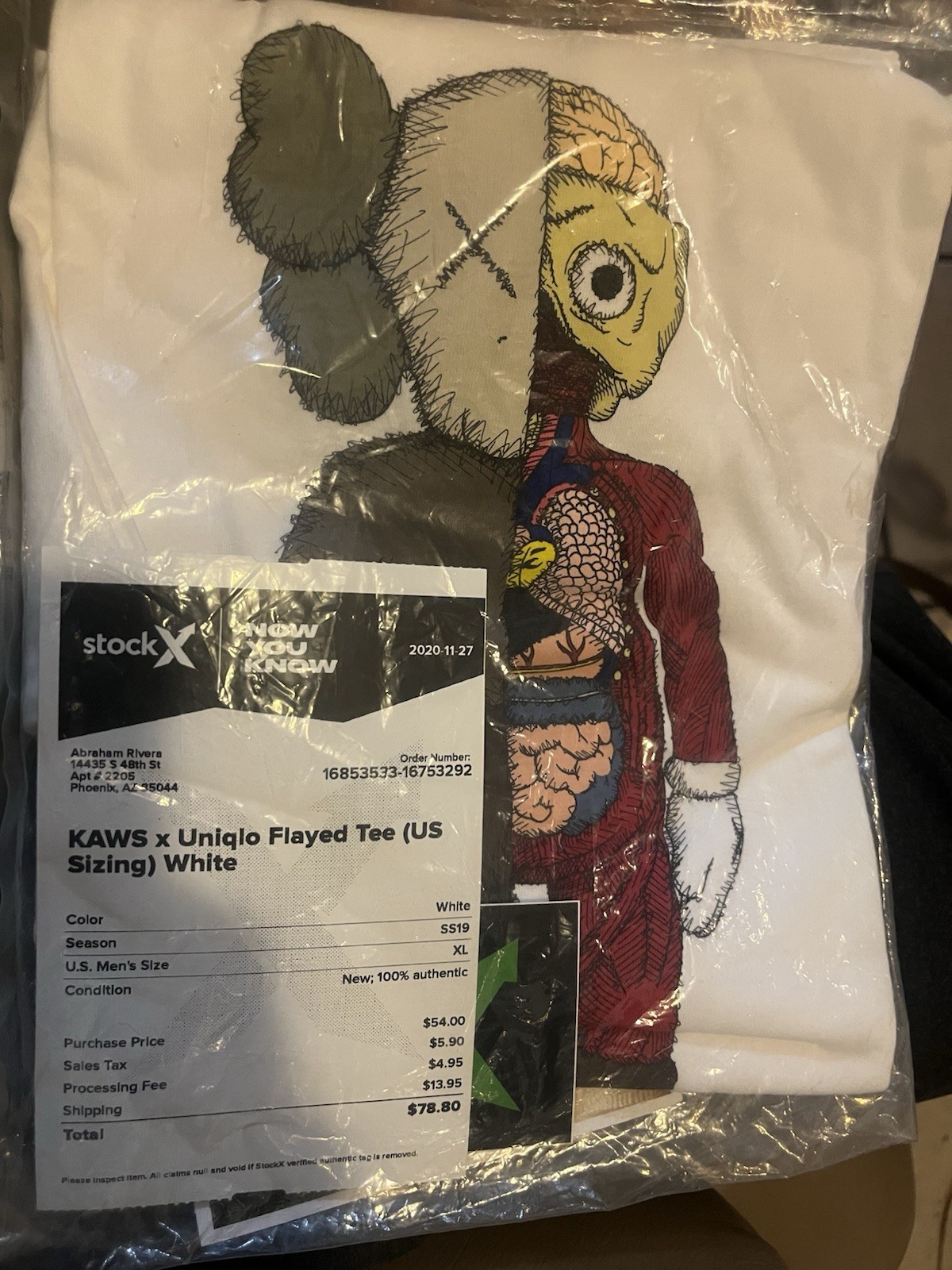 Uniqlo UT KAWS Flayed Tee Companion Graphic T-Shirt White XL Cotton Crew SS gallery