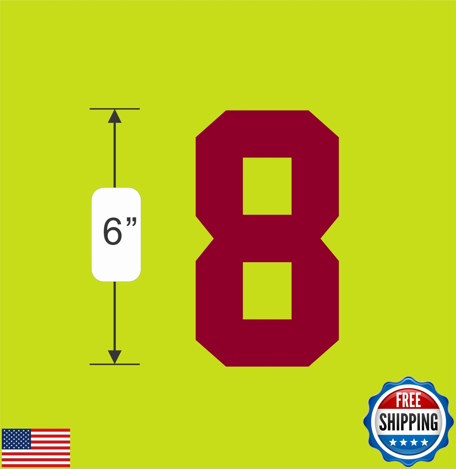 Numbers Kit(0-9),6" Tall for Sports T-Shirt Jersey Football Baseball,Iron On, gallery