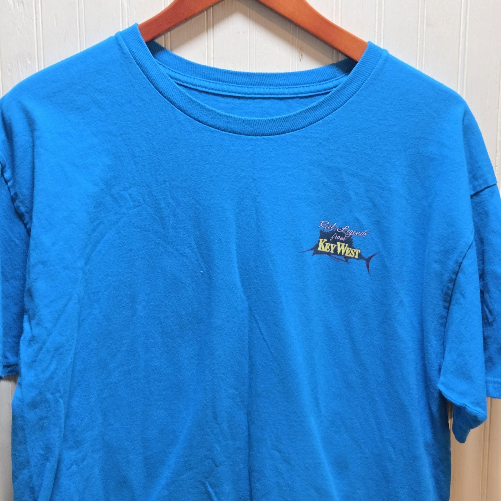 Reel Legends Shirt Mens Large Blue Key West Sailfish Graphic Tee Florida Tagless