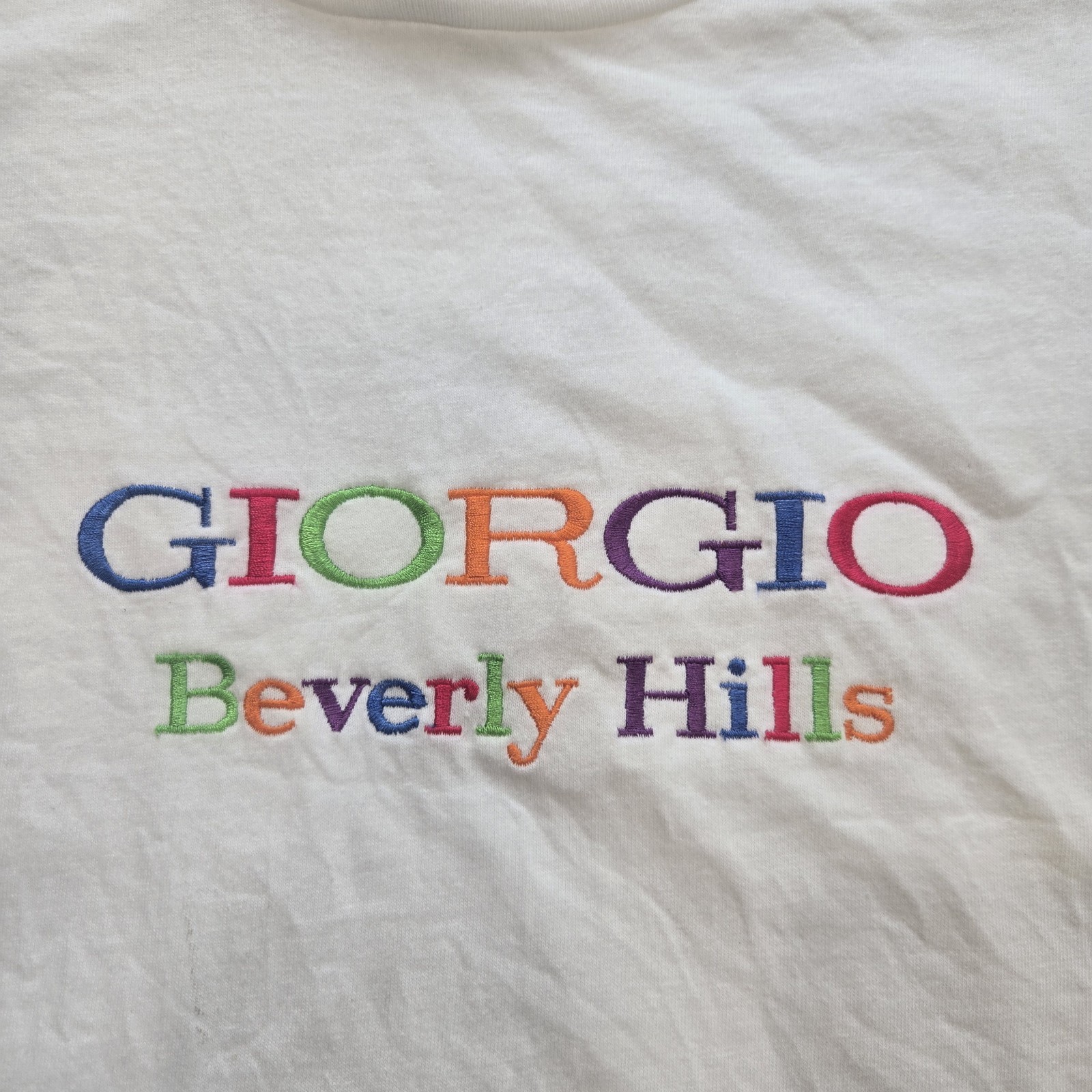 Vintage Single Stitch Giorgio Beverly Hills Multi Color Embroidered Shirt XL gallery