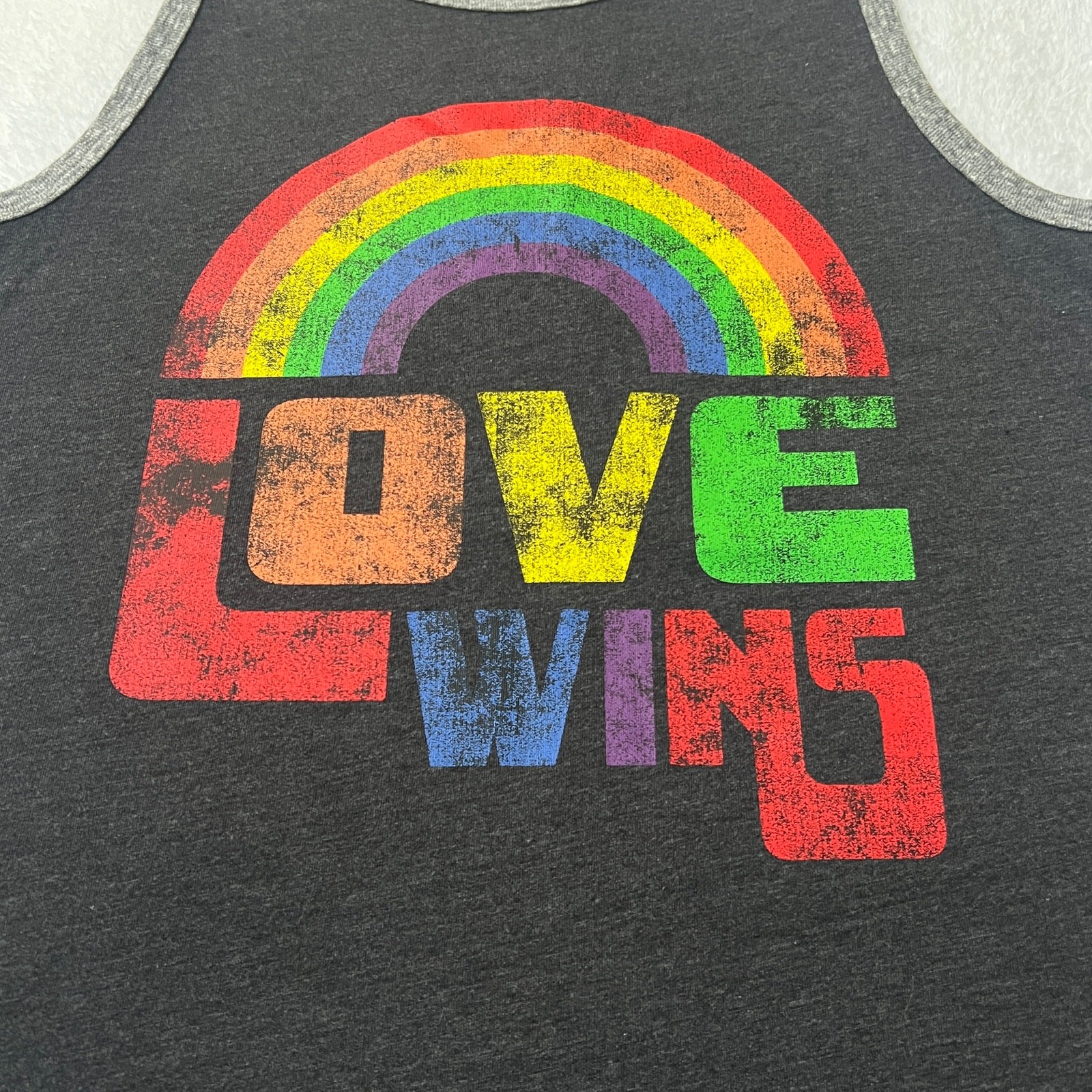 Well Worn (XS) Love Wins Rainbow Pride Contrasting Trim Tank Top gallery