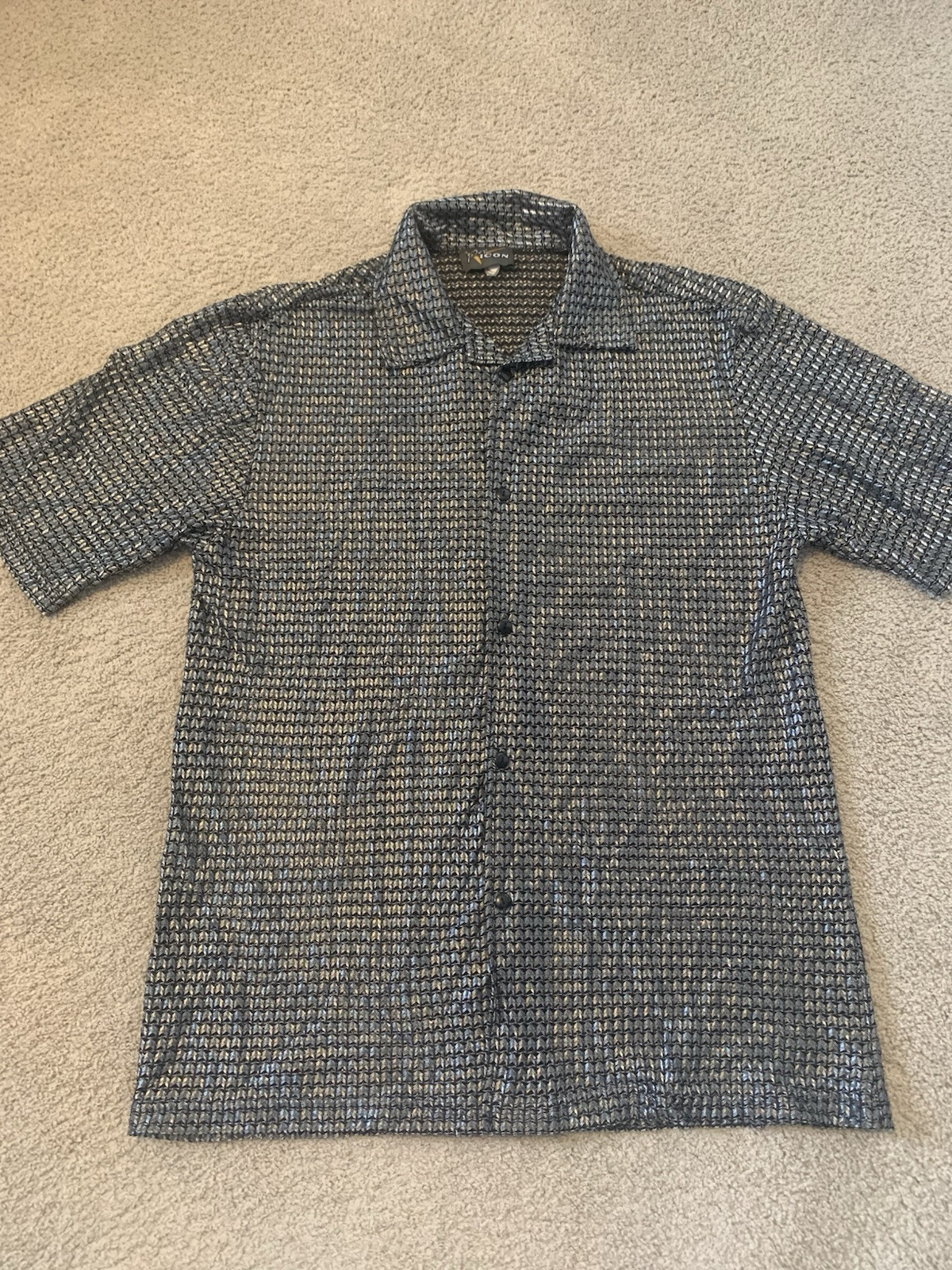 Vintage Metallic Mesh Button Up Cyber Goth Rave Shirt Pop Icon Sz XL USA Made