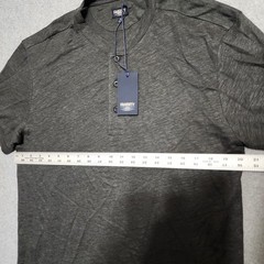 FAHERTY RESERVE Men’s T Shirt Charcoal Short Sleeve Henley Button Neck Medium