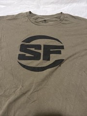 SUREFIRE BUTTON LOGO MILITARY GREEN SHIRT 100% COTTON SIZE LARGE