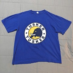 Vintage 2000s Tusker Lager Medium Blue T-Shirt Kenya Breweries Baada Ya Kazi M