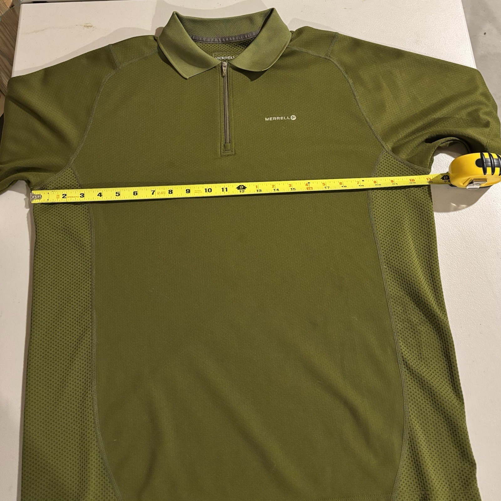 Merrell Mens Large T-Shirt OPTi Wick UPF 50+ Polo 1/4 Zip Performance Golf FF-10 gallery