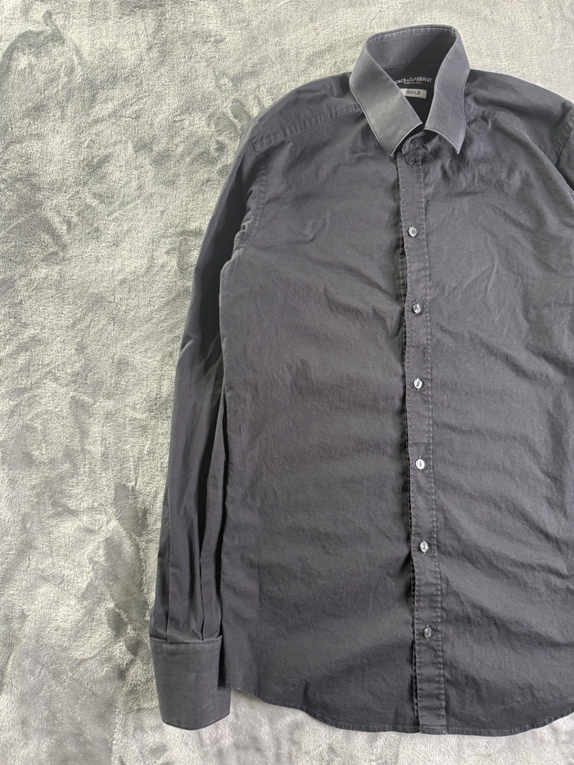 Dolce & Gabbana Gold Men's Dress Shirt Black Cotton Slim Fit Size 15 38 Italy gallery