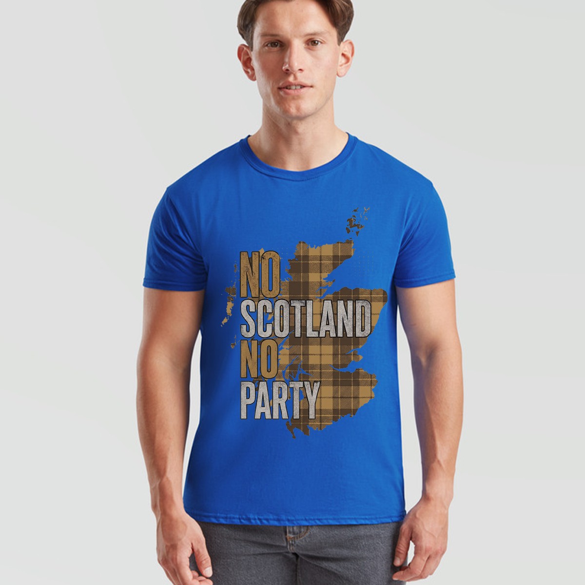 No Scotland No Party Unisex Football T Shirt Scottish Flag Navy Gold Tee gallery