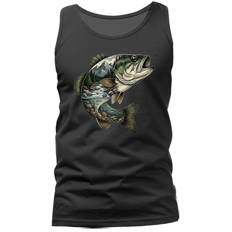 Mountain River Bass Fishing Outdoor Sports Tank Top