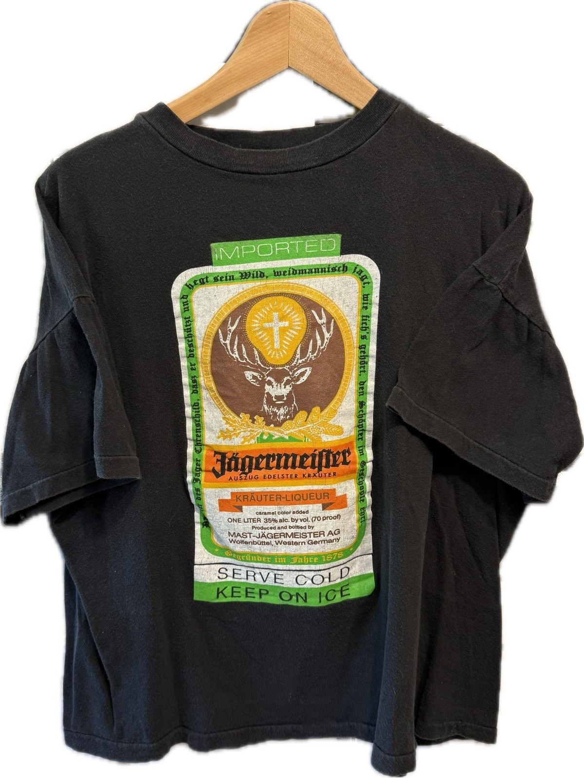 Vintage 90’s Jägermeister T-Shirt Black Size XL single stitch Promo Tee gallery