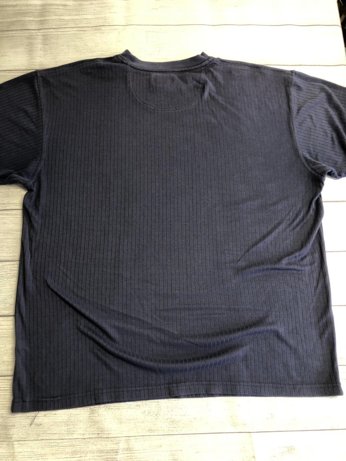 Perry Ellis Portfolio Shirt Mens 2XL Navy Ribbed Knit Crewneck Short Sleeve gallery