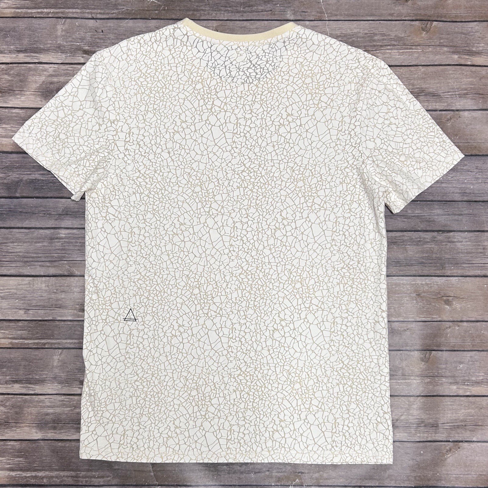 Eleven Paris Ivory Crackled Short Sleeve Crew Neck Semi Sheer T Shirt Medium gallery
